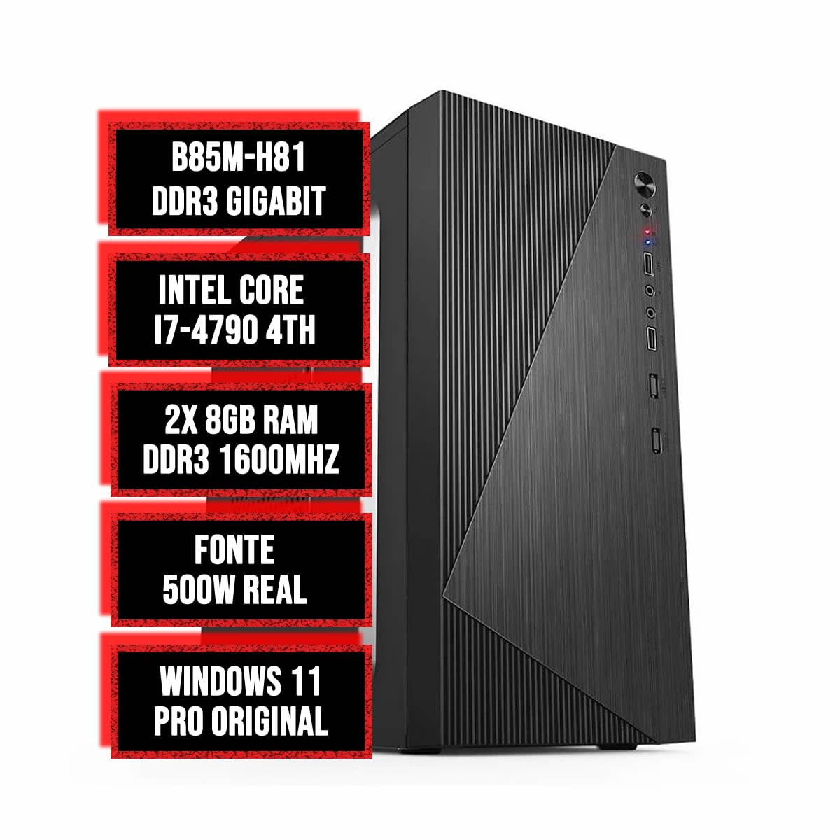 CPU INTEL CORE I7 4790, B85M, NVME, 16GB DDR3, 500W REAL, WINDOWS